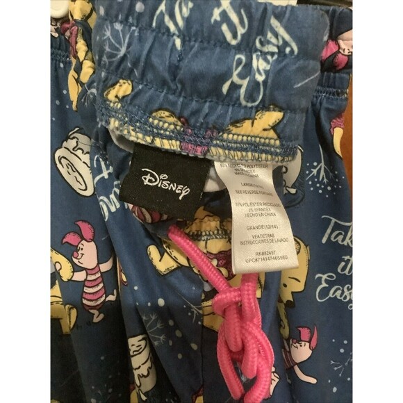 Disney Girls Pooh Bear Piglet Sleep Lounge Pants Large 12/14 New Without Tags - Picture 3 of 4